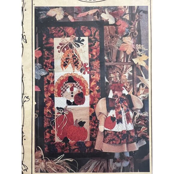 pattern Harvest Thyme autumn wall quilt (12" x 24") matching doll - Picture 2 of 8